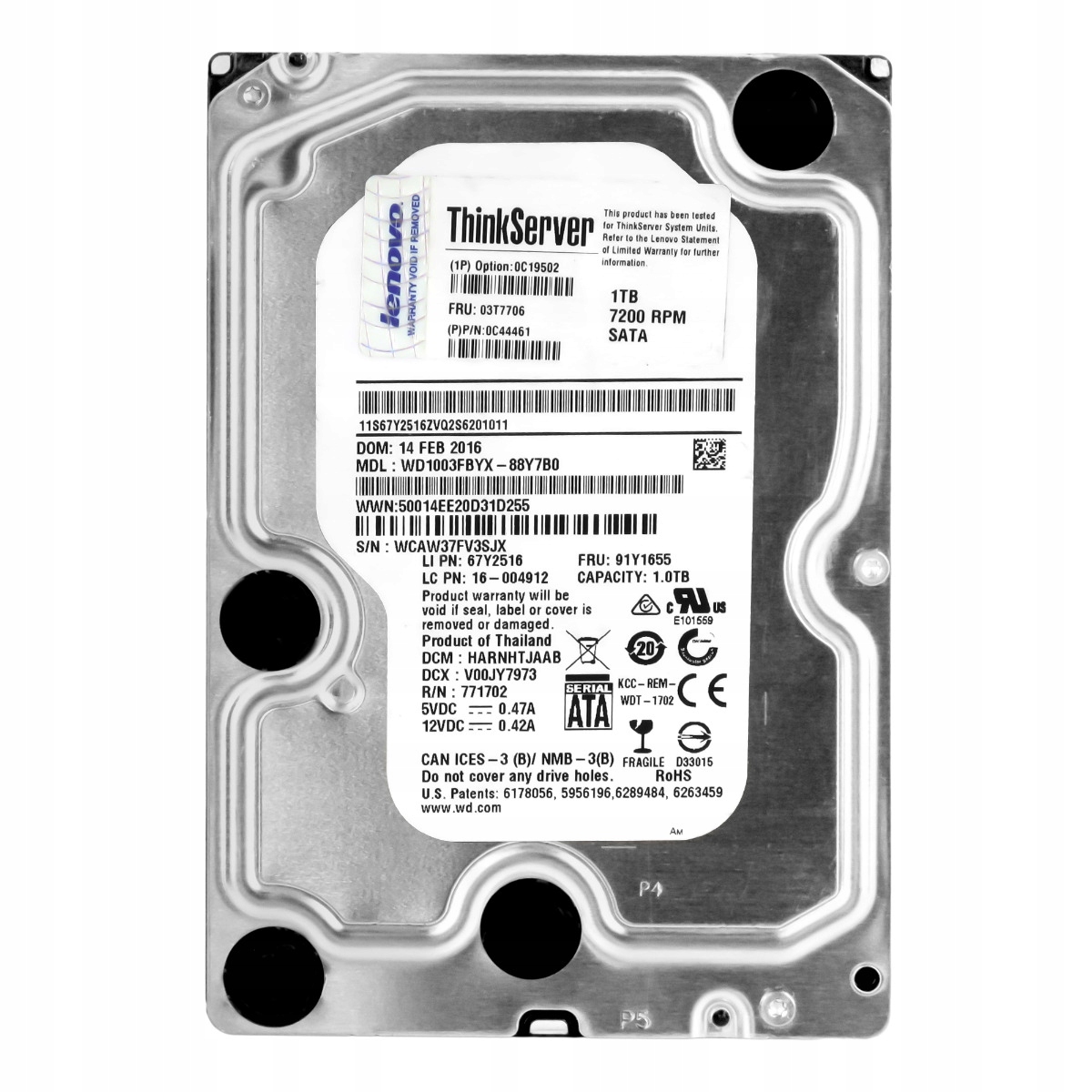 Lenovo 03T7706 0C44461 1TB 7.2K 64MB Sata II 3.5'' WD1003FBYX
