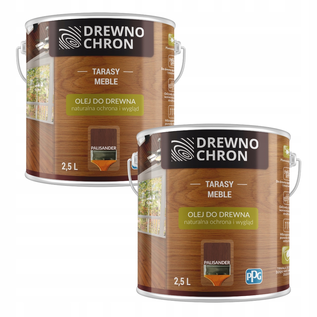 Set Drewnochron Olej Na Dřevo 2x2,5L Terasových Nábytků Palisander 5L