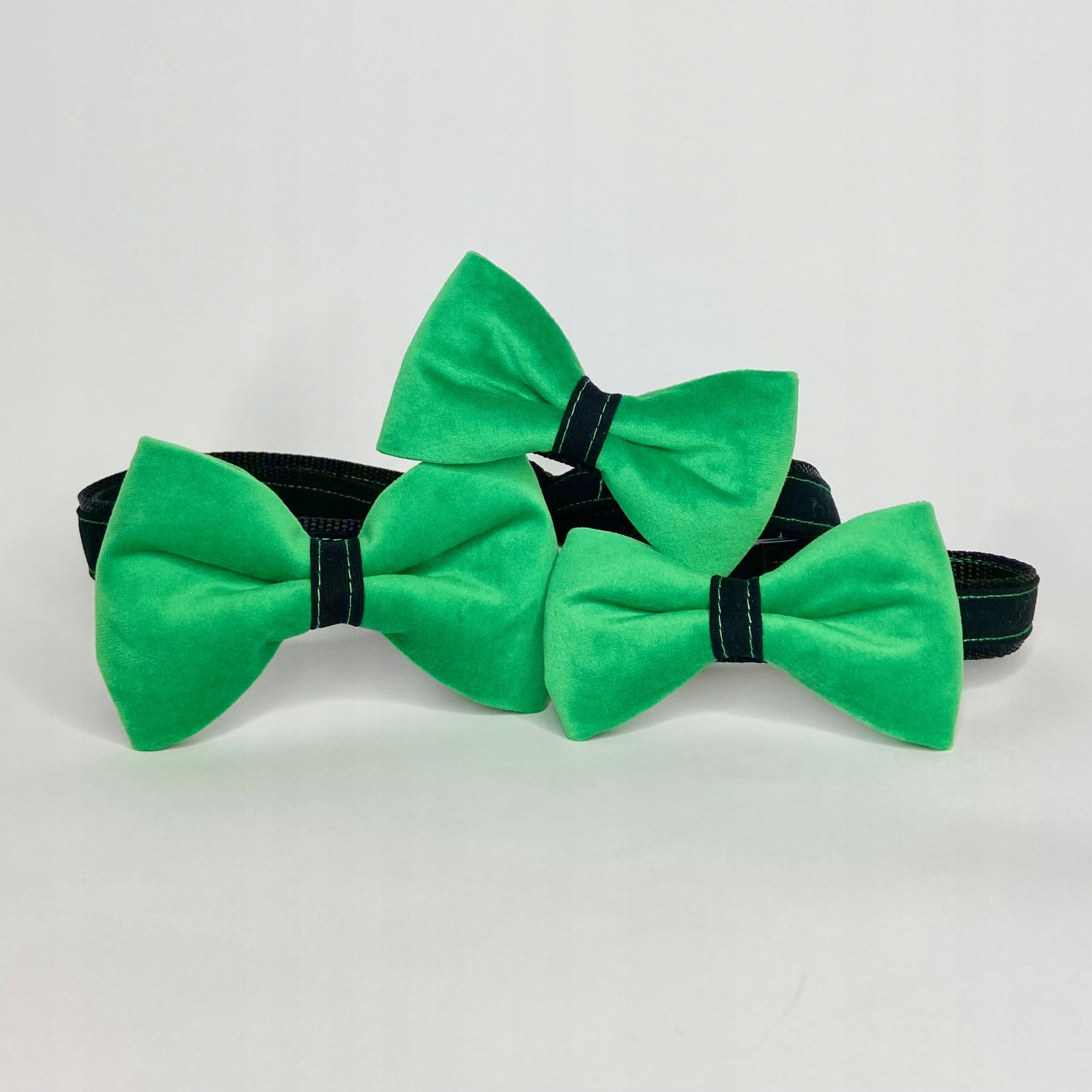 Elegantní Obojek S Mouchou Pro Psa Velur Zeleno-černý Grrr Design L 2,5 cm