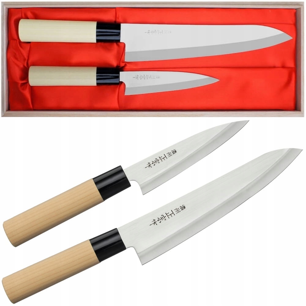 Satake Megumi 420J2 Japonský set 2 nožov Univerzálny 12 cm Šéf 21 cm Puzdro