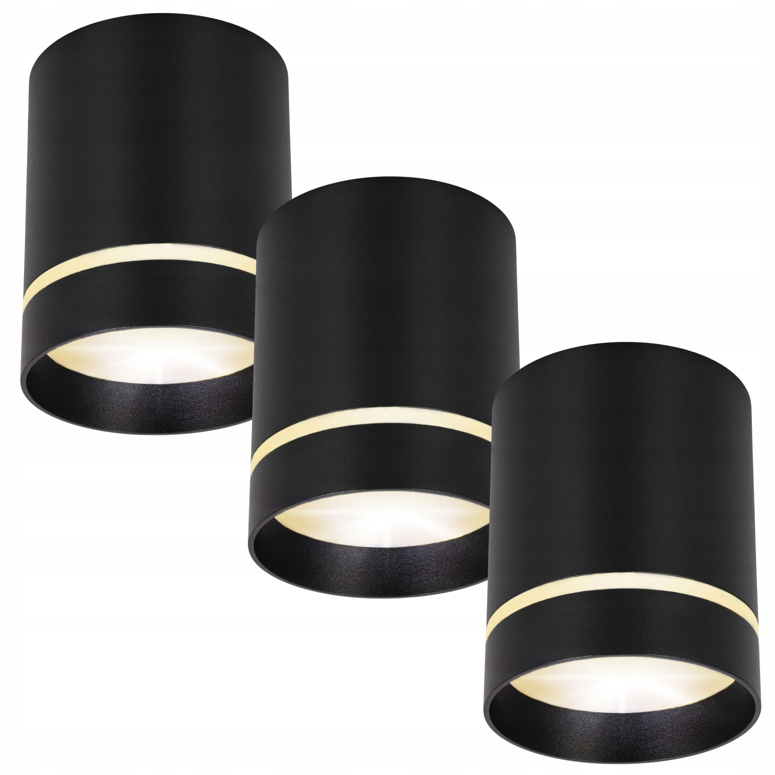 3X Led nástěnné svítidlo Halogenový spot Tuba GU10 80x100 mm Černé kulaté