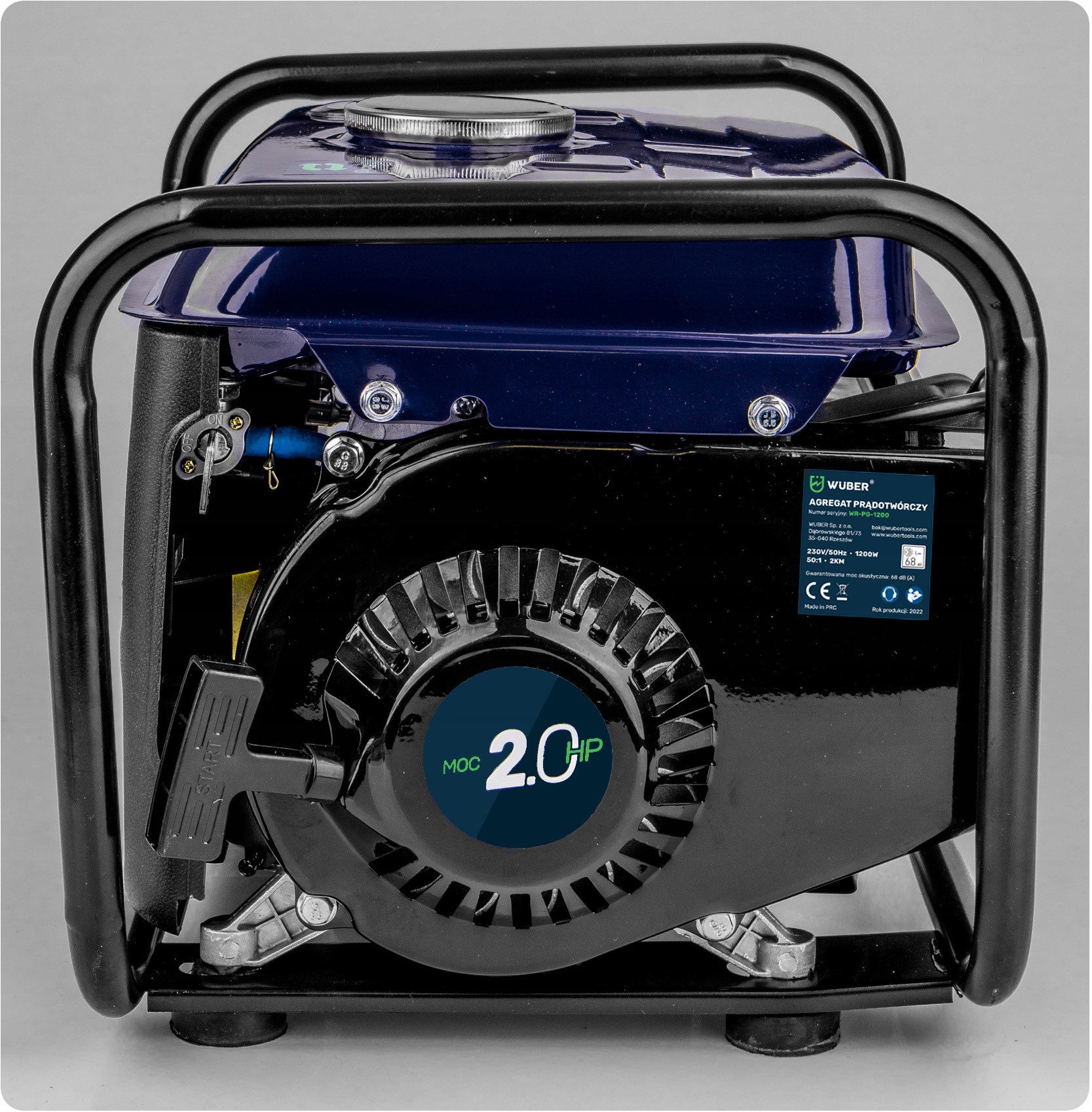 AGREGAT PRĄDOTWÓRCZY 2-SUW GENERATOR PRĄDU 1200 W Nominalna moc prądnicy 800 W