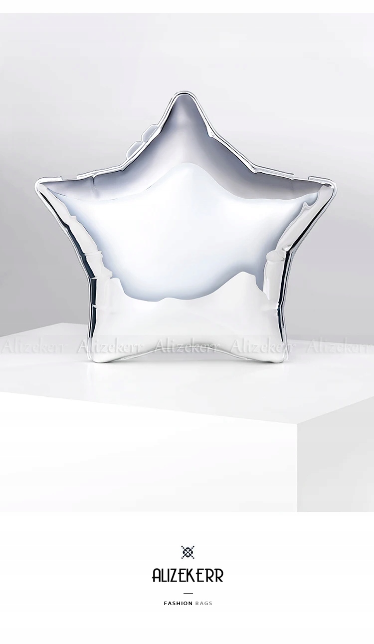 Strieborné akrylové večerné kabelky v tvare hviezdy pre ženy Hlavná tkanina polyester