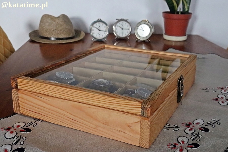 SKRZYNECZKA KASETKA PUDEŁKO BOX NA 18 ZEGARKÓW DREWNIANA ROBIONA RĘCZNIE Kod producenta SNZPol-Dr3x8B