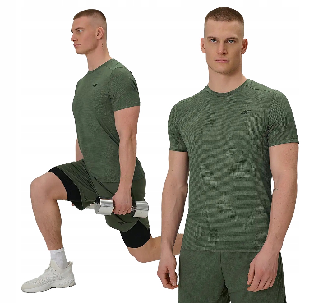 Koszulka sportowa 4F treningowa szybkoschnąca męska M1778 43A khaki M