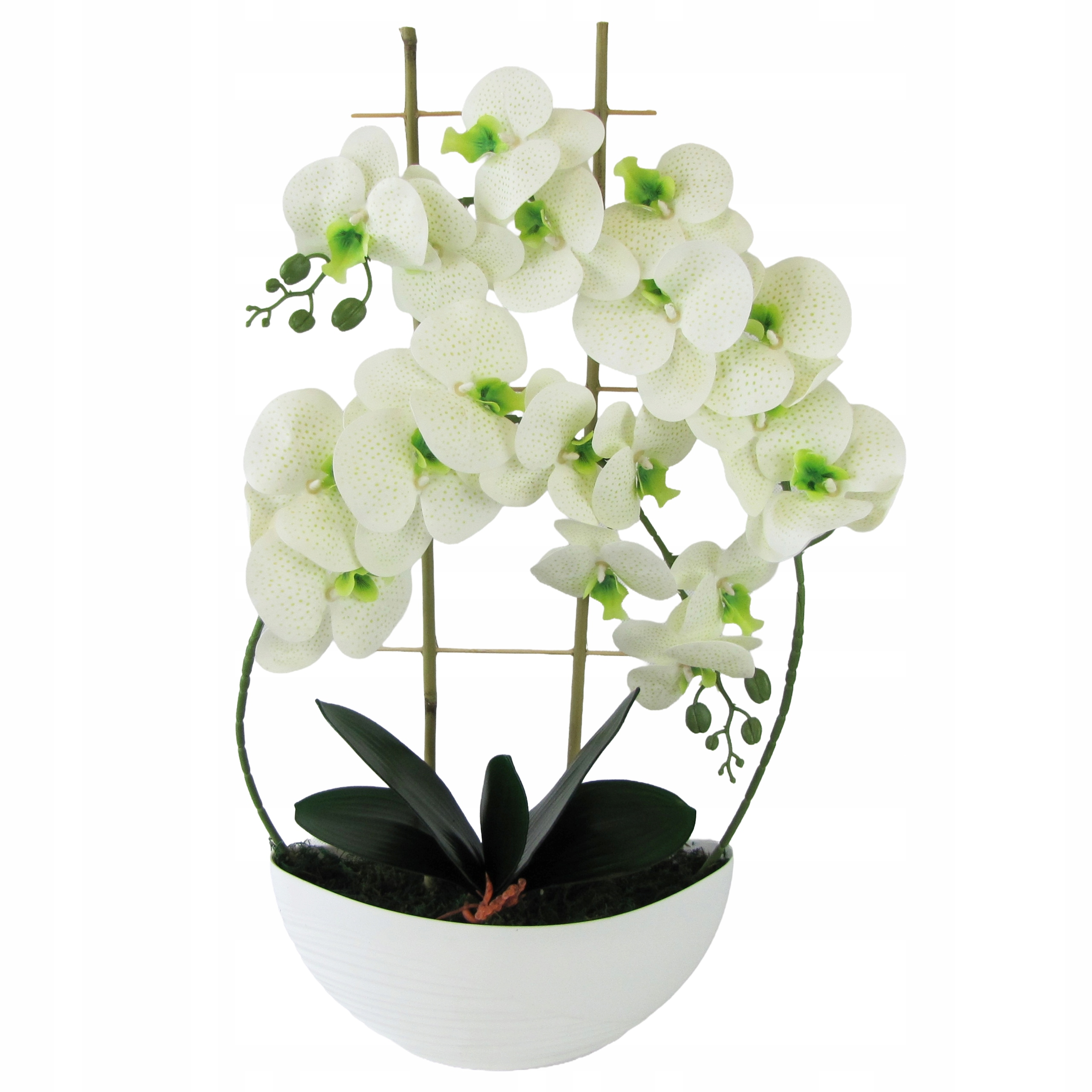 Orchidej Real Touch 60 cm, gumovaná v květináči Luna 2