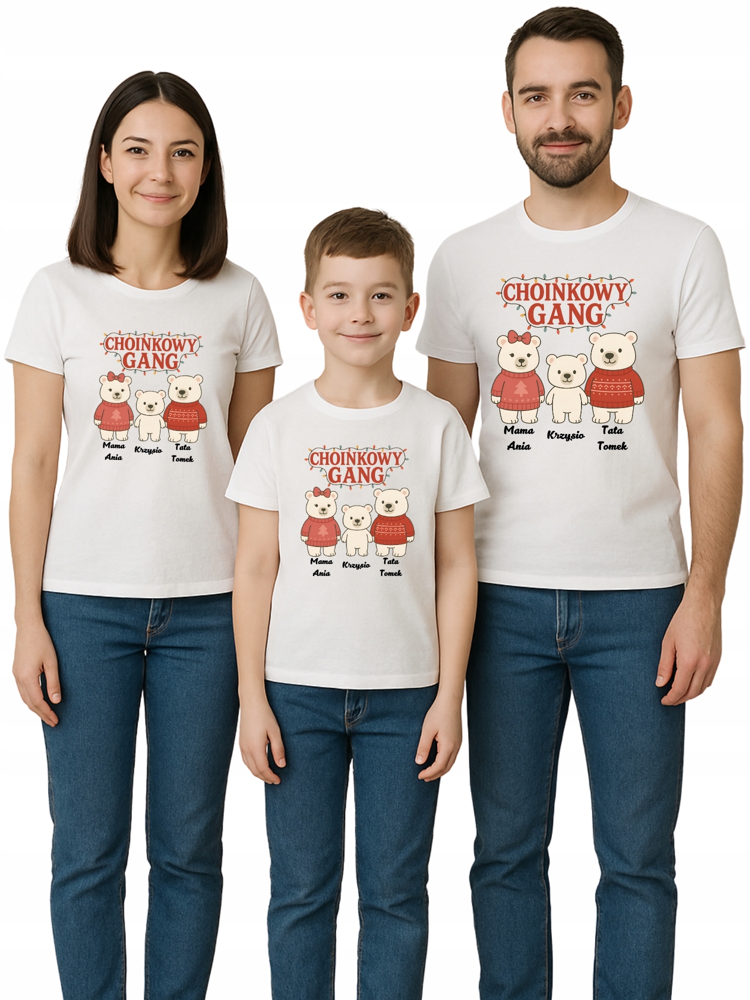 Vánoční trička Rodinná sada 3 kusů s potiskem Jméno R-xl