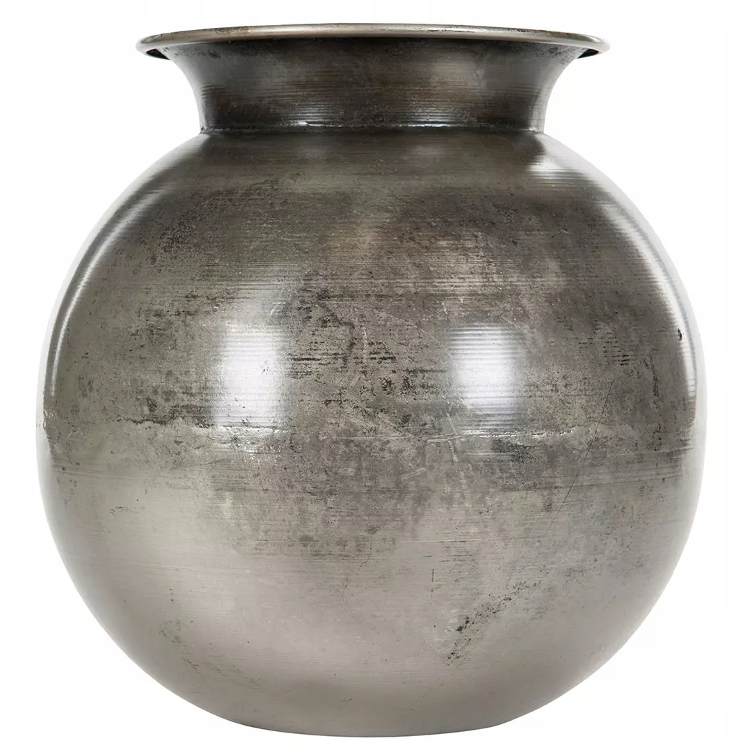 Váza Na Květiny Loft Stříbrná kovová kulatý kytice větvičky koule 25 cm