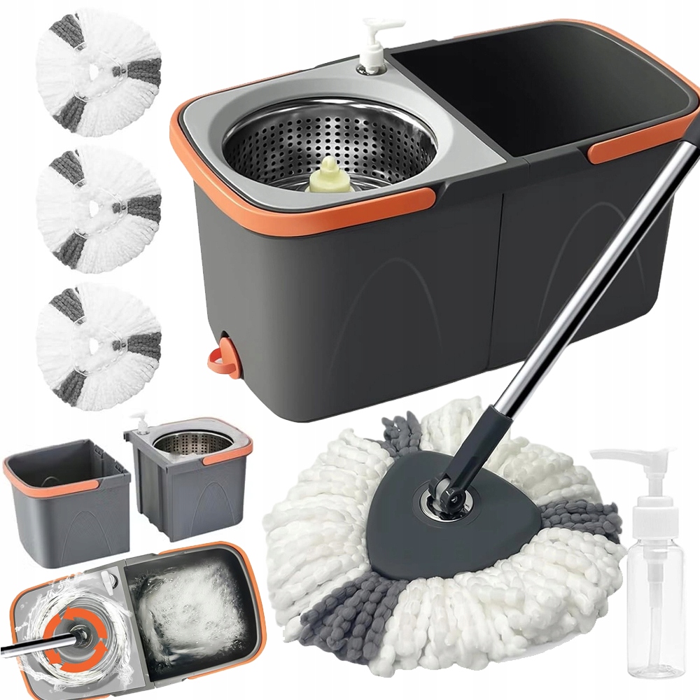 Rotační Mop S Rotačním Kbelíkem Se Ždímačem Kulatý Teleskopická Tyč