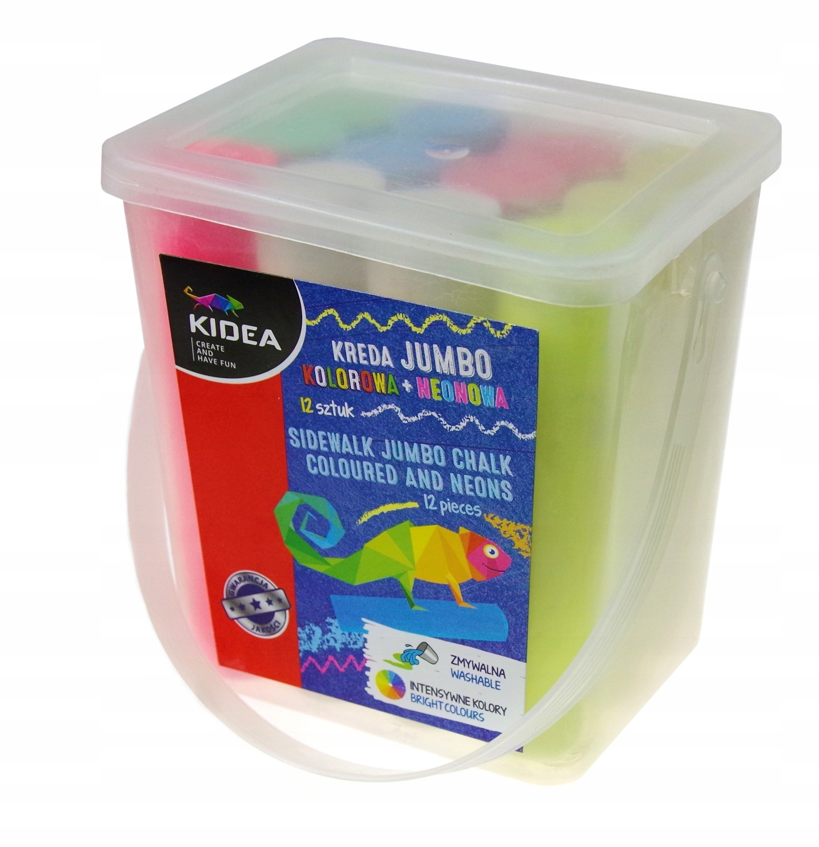 Kreda chodnikowa JUMBO kolorowa + neonowa 12 szt. Marka Kidea