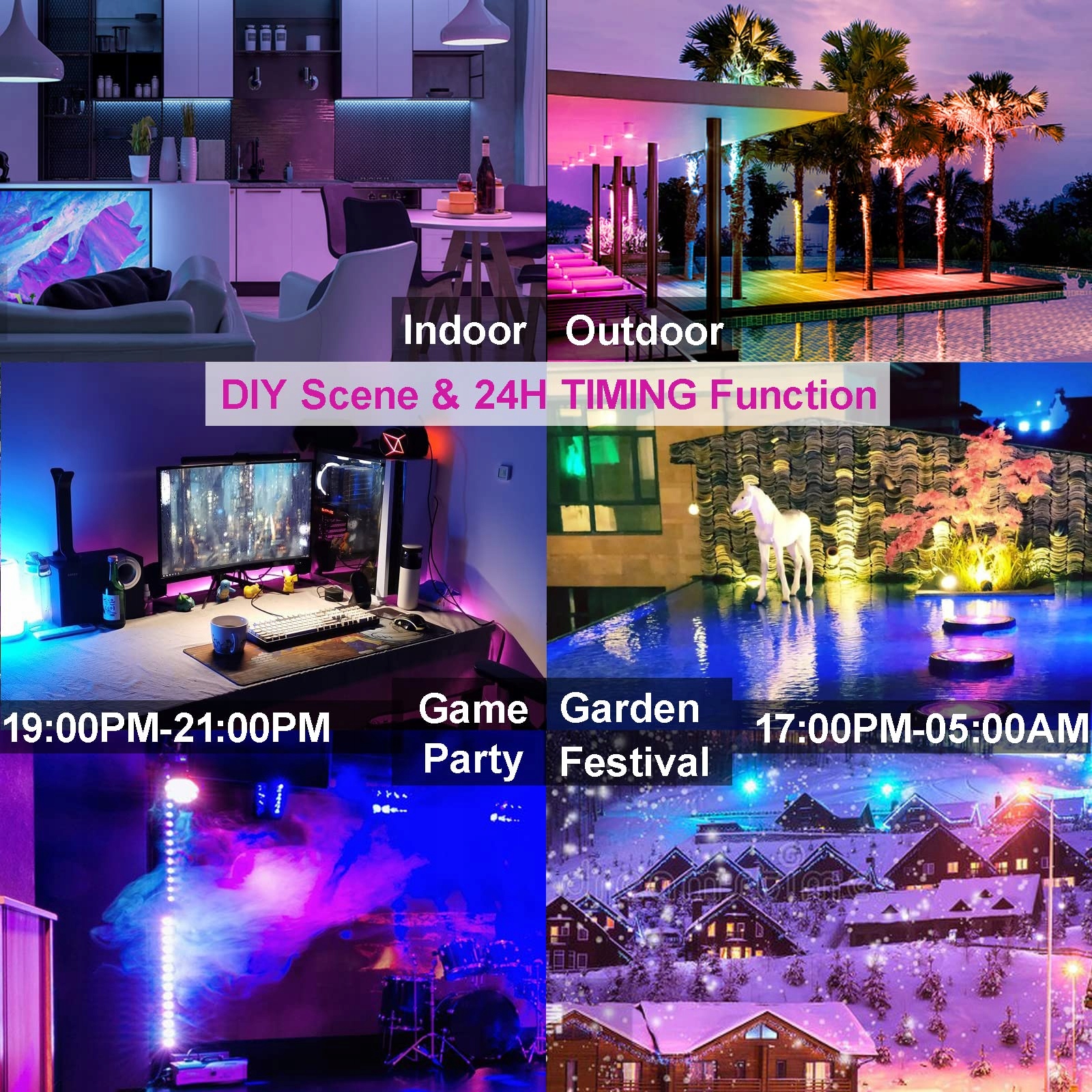 RGB LED Reflektor Zewnętrzny 80W Bluetooth APP Sterowanie IP66 Wodoodporny — miniatura 4
