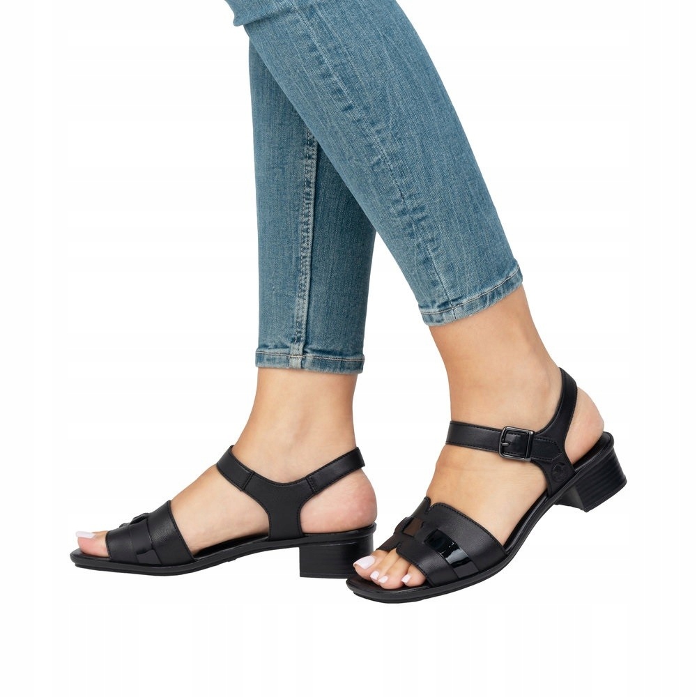 Rieker sandály na nízkém podpatku, kožené, velikost vel