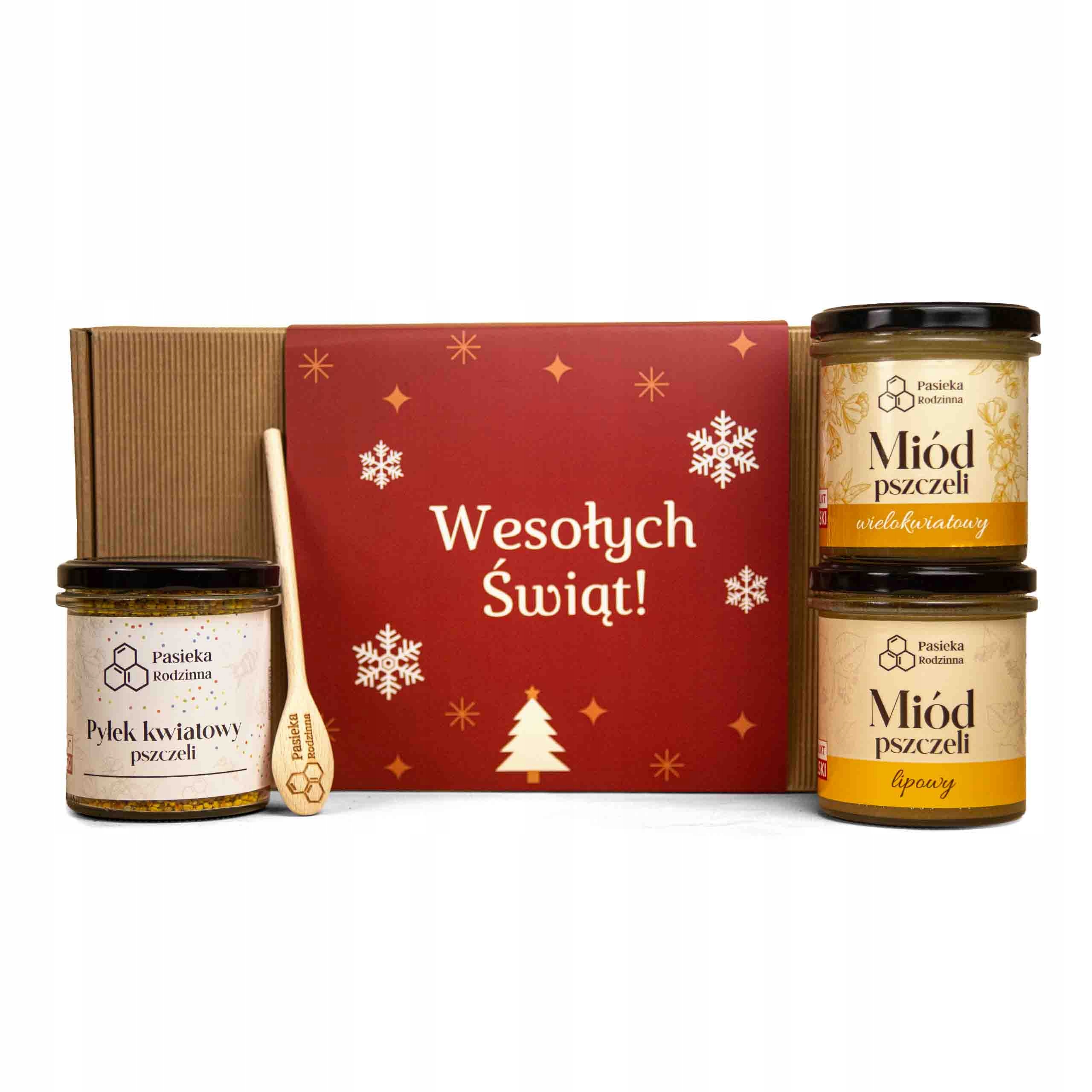 Levně Dárková Sada Med mnohokvětý Med s malinou 410 g Pyl 200 g