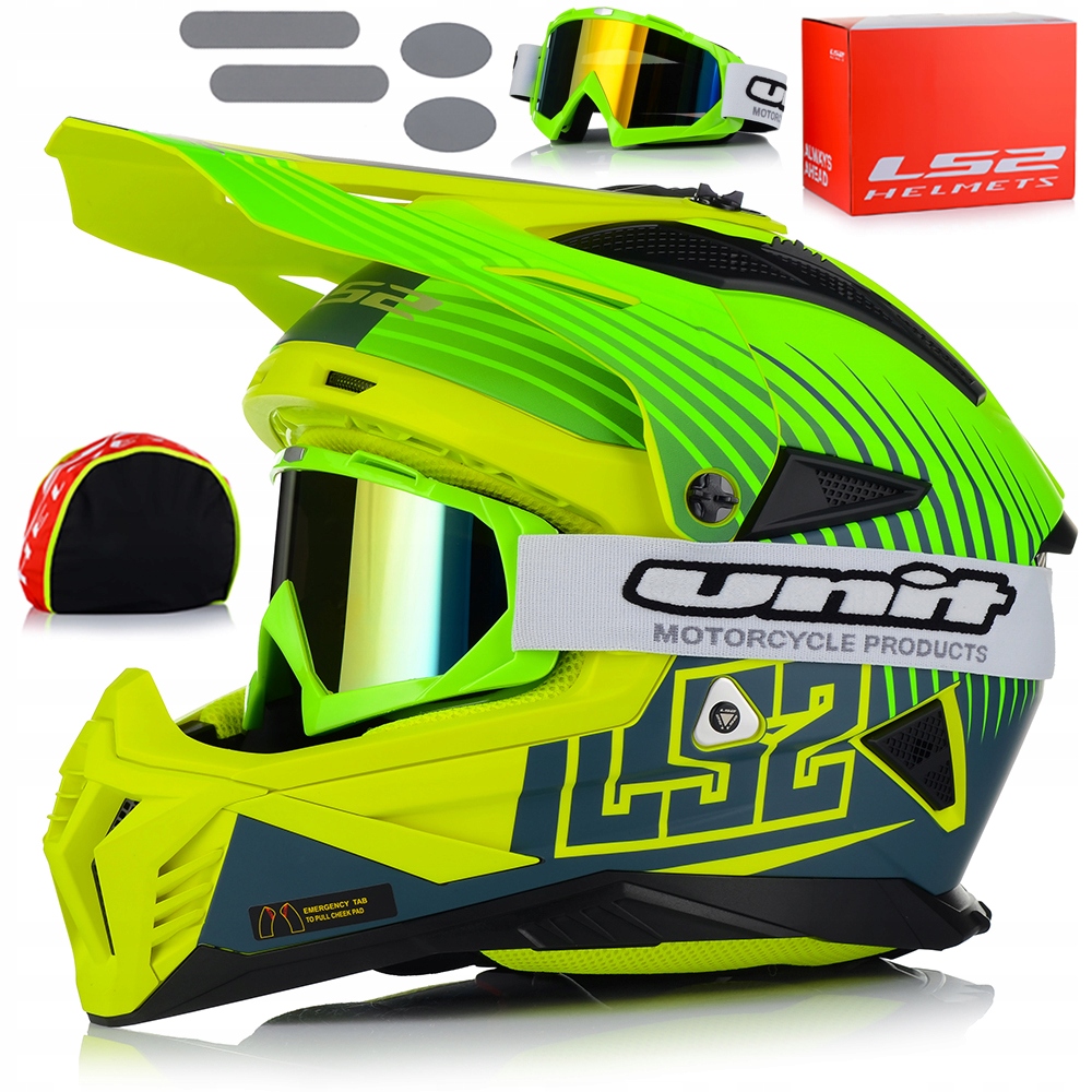 Motocyklová Prilba LS2 MX708 Fast II Duck Fluo Lehká Enduro Cross Atv Okuliare