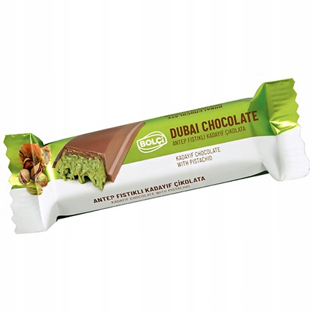 Levně Bolci Tyčinka Čokoláda Dubajská mléčná s pistáciemi Kataif 30g 24 kusů