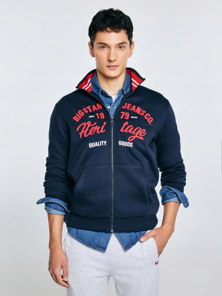 Big Star Pánská Mikina S Velkou Aplikací Tmavě Modrá Shon 403 XXL