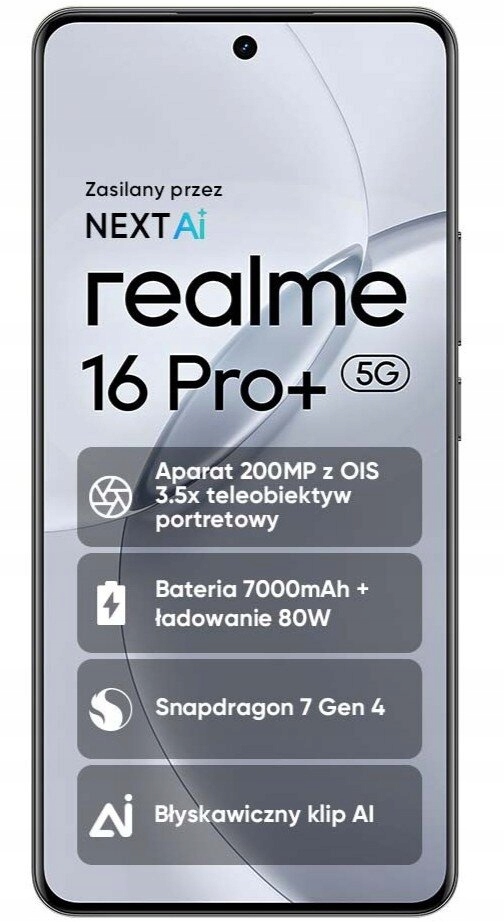 Smartfon realme 16 Pro+ 5G 8 Gb 256 Gb Amoled Ois Szary Master Grey
