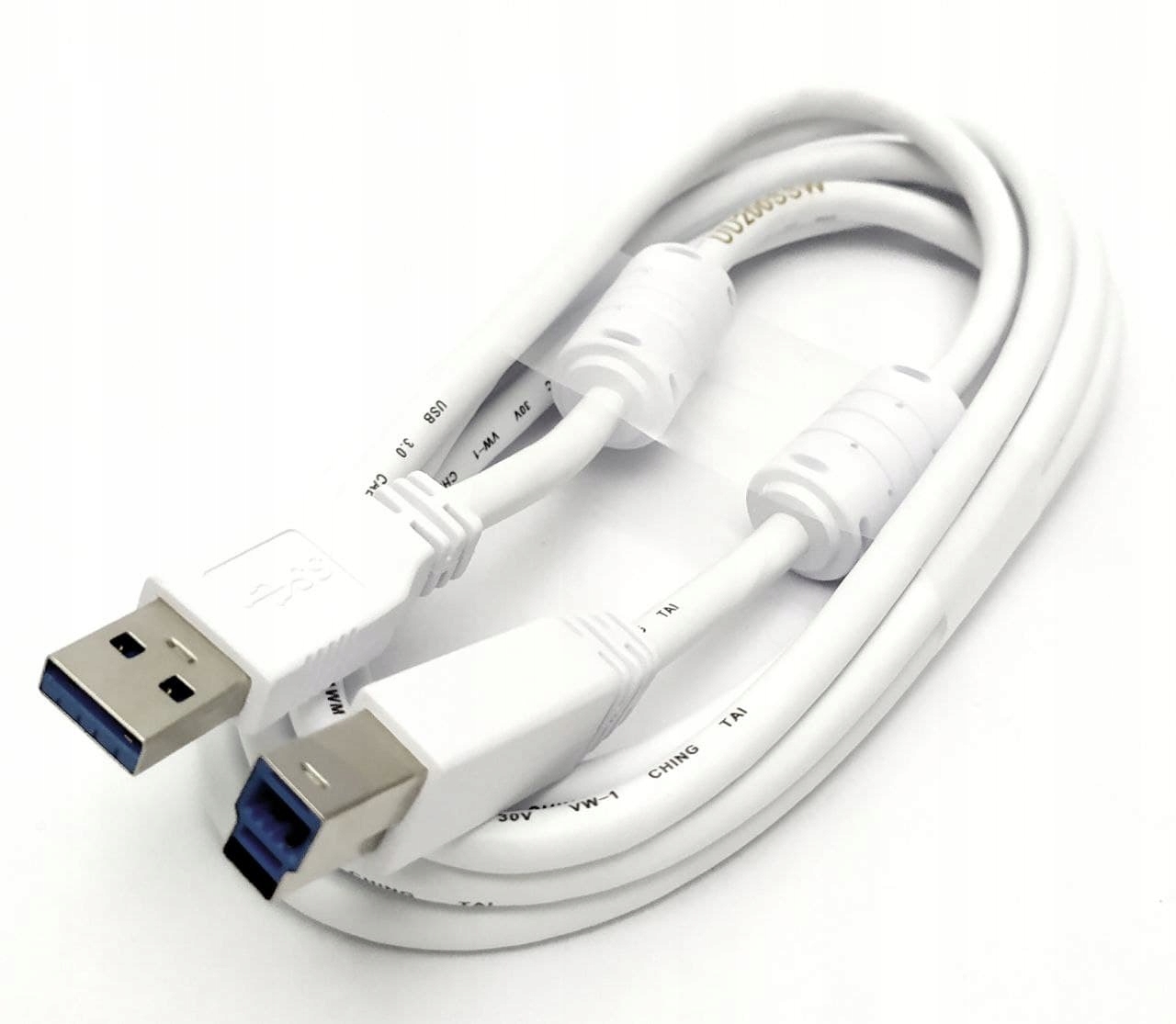 

Kabel Usb 3.0 A-b, Ferryt, Jakość! Biały Nowy 1.8m
