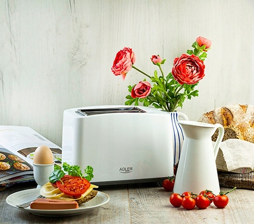 Toster AD 3216 2 kromki z rusztem do bułek 1000W biały