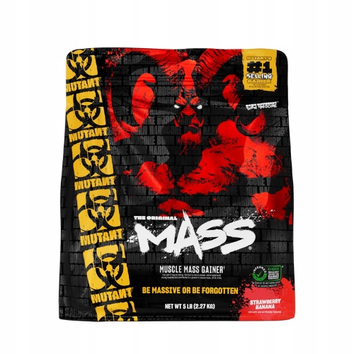 Gainer Mutant Mass 2270 g Doplněk Stravy Na Hmotnost Bílkoviny Bcaa Jahoda Banán