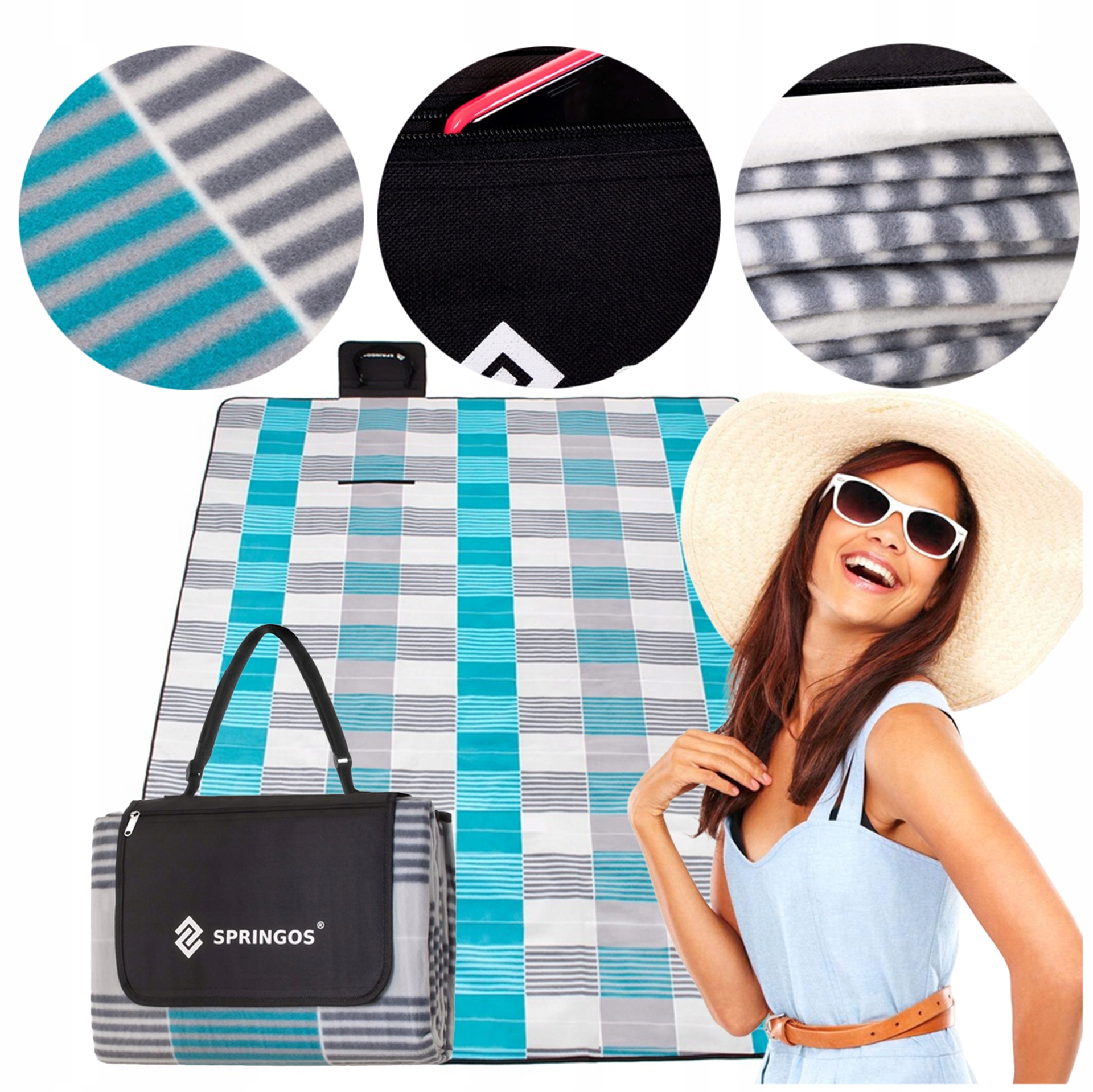 Pikniková Deka Pláž Bivak 300x200cm Podložka Izolace Plážová Fleece Voděodolná