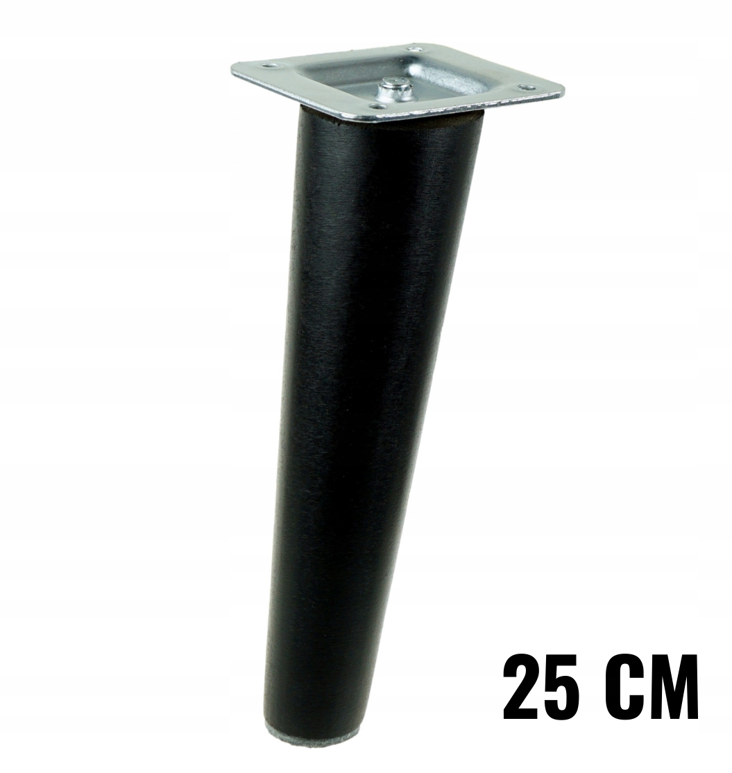 

Noga drewniana czarna skośna stożek 25 cm z blachą