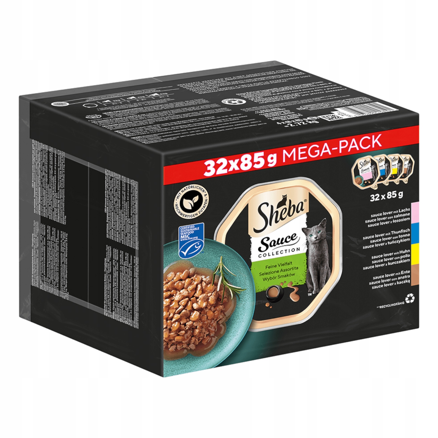Levně Mokré krmivo pro kočky Sheba Pack Drůbež a Ryba Tác 32x85 g