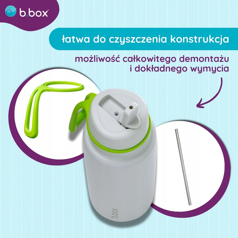 B.BOX TERMOS BUTELKA TERMICZNA Z USTNIKIEM SZARA ZE STALI LIME TIME 1L Pojemność 1 l