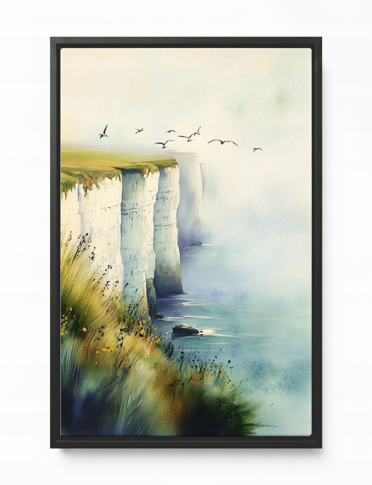 Obraz Rám Americký Box Krajina Moře Bílé Útesy Dover Mlha Ptáci 40x60