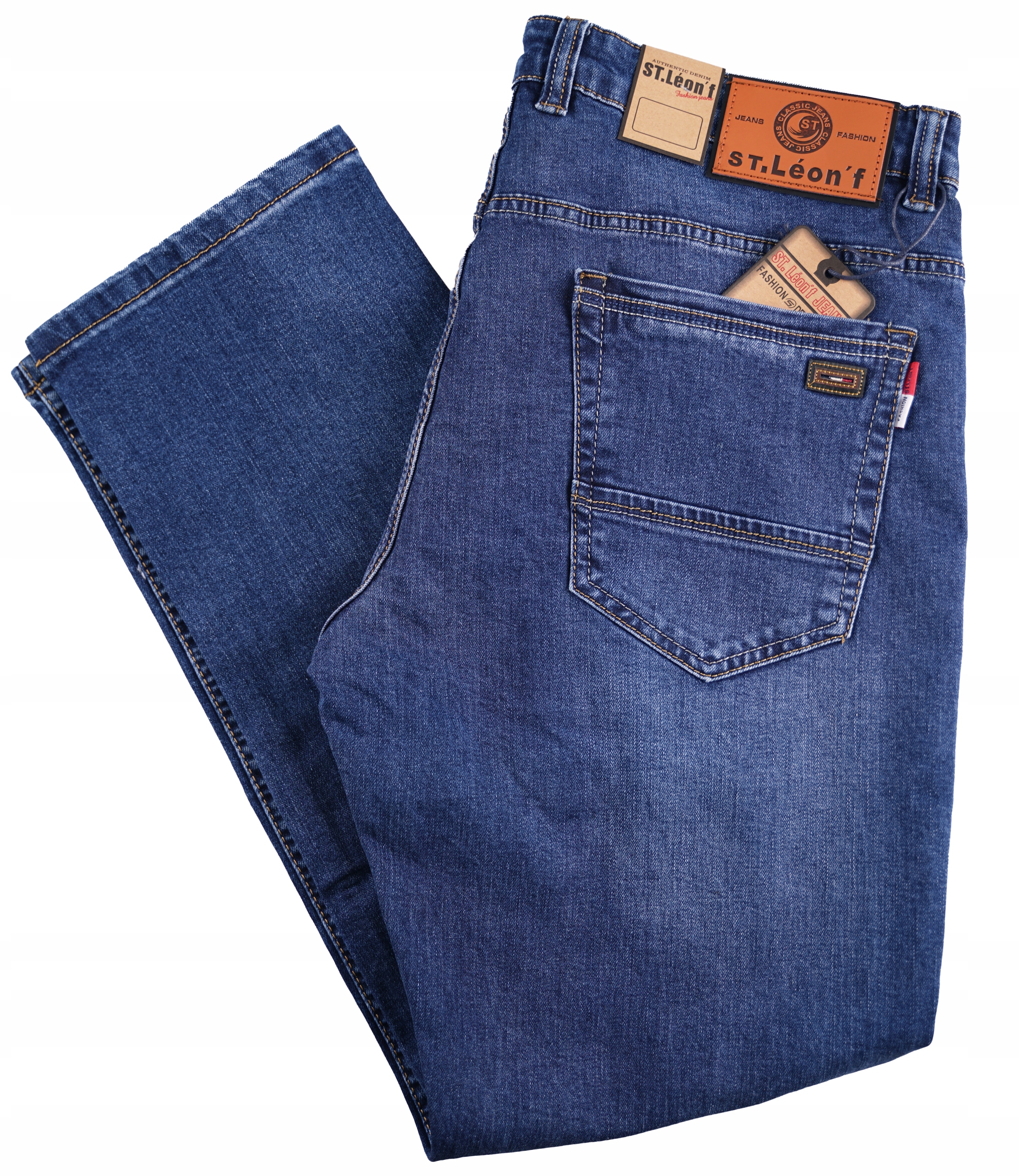 Spodnie Męskie Jeansowe Niebieskie Dżinsy Leon Duże W41 L30 Pas 108-114 CM