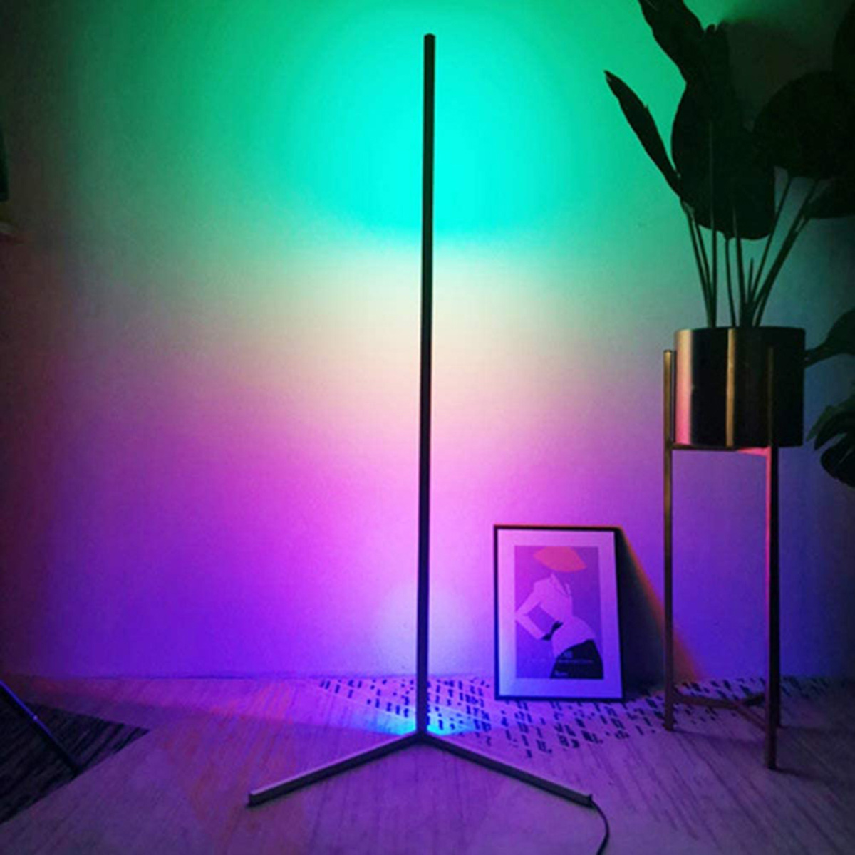 ВЕЛИКИЙ КУТОВИЙ ТОРШЕР СТОЇЧИЙ LED RGB Пульт дистанційного керування Вітальня Спальня Живлення від мережі