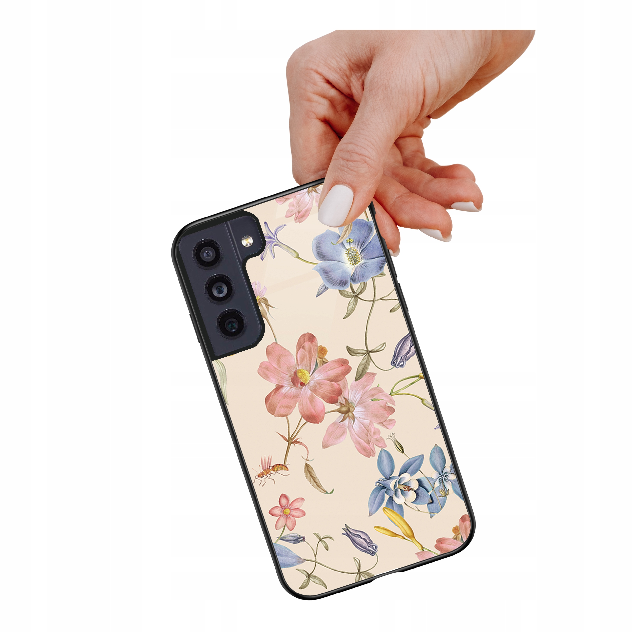 Etui szklane ceramiczne do Samsung Galaxy S23 Kolorowe kwiatki
