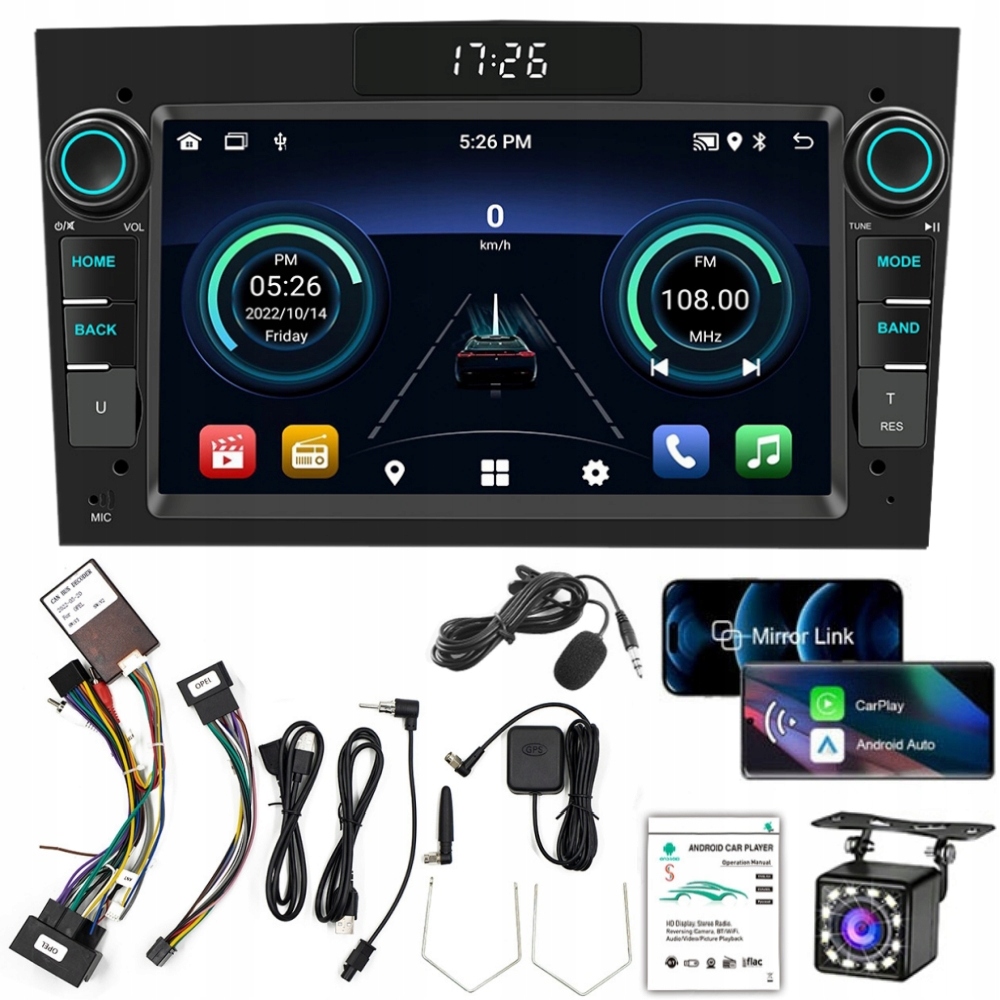 Rádio Android 13 Gps Opel Vectra C Zafira Astra H 2+32GB 2-DIN
