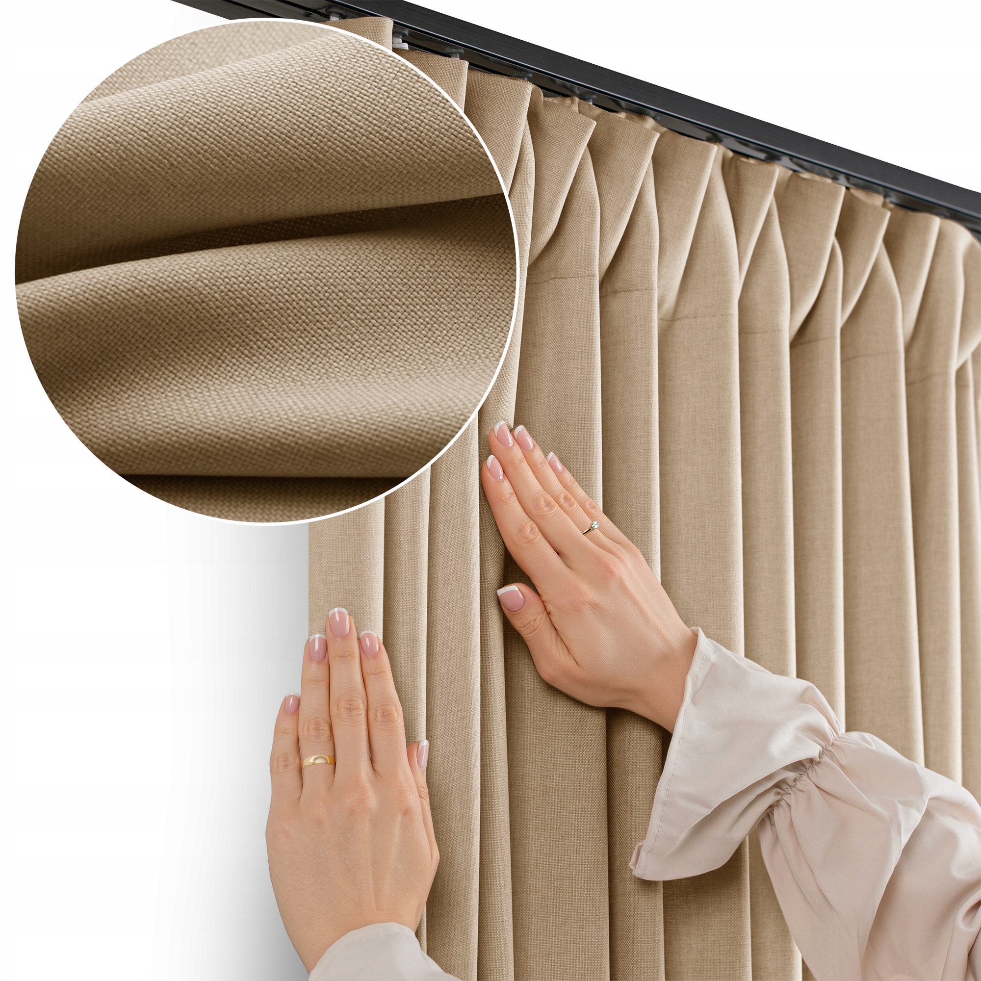 Filumi Záclony na pásce s vazbou len obývací pokoj Tmavě Béžová 265x275