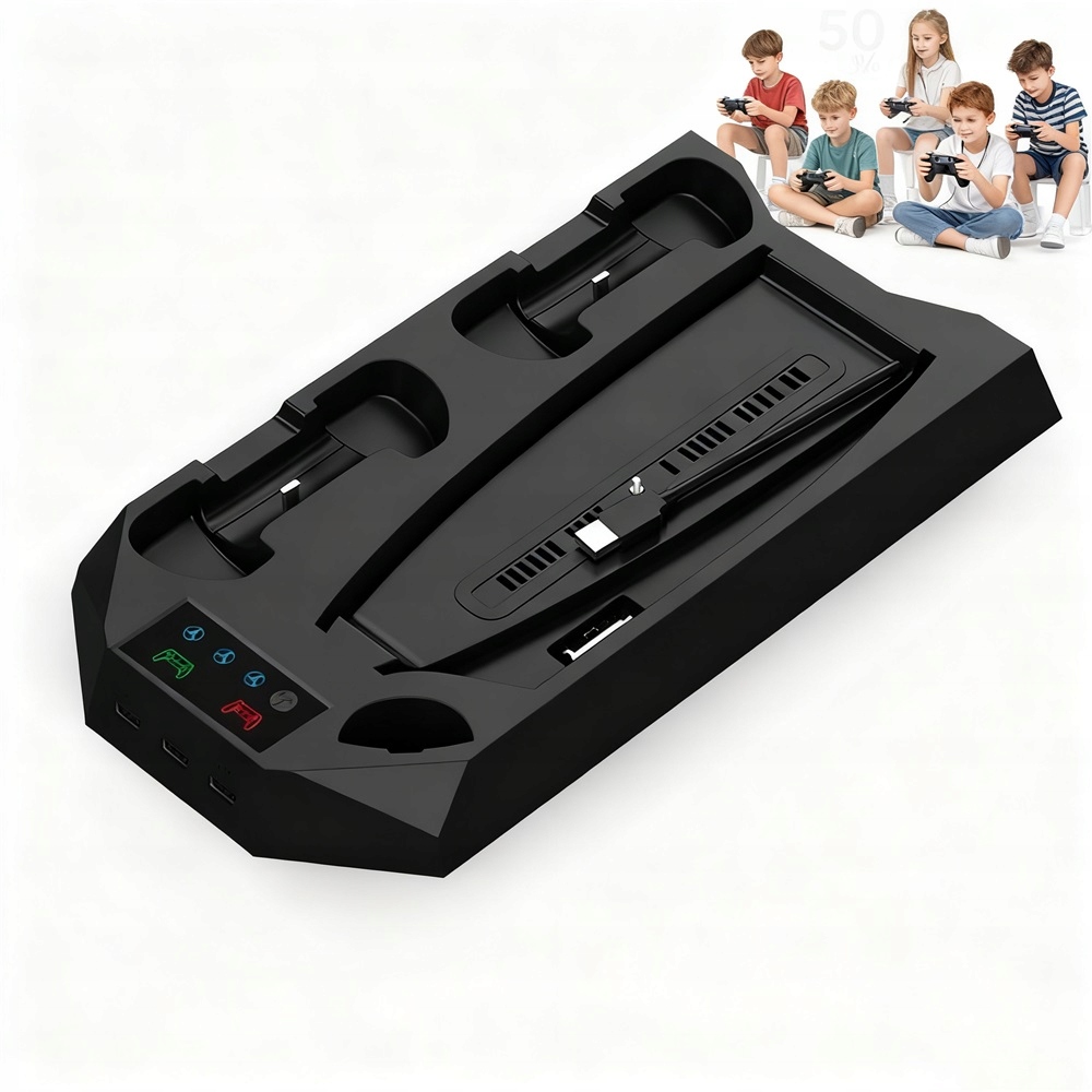 Nabíjecí Stanice Pro PS5 S Podstavcem A 3 Usb Porty Pro Dva Pady, Černá