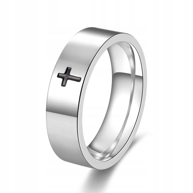 

Obrączka Pierścień Sygnet Srebrny Stal Krzyżyk 242