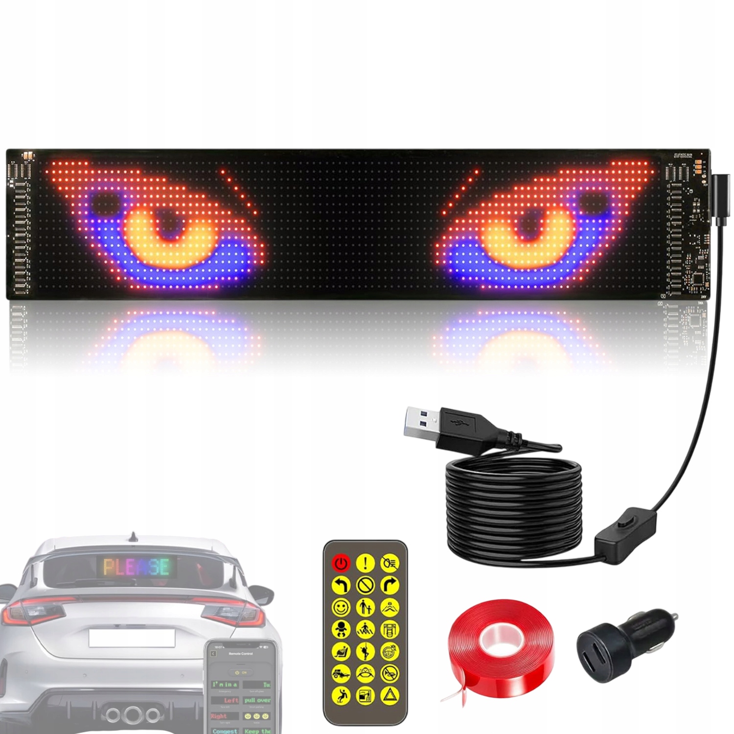 Flexibilní Programovatelný Panel Světla Led Rgb Oči Aplikace Bt Pro Automobily