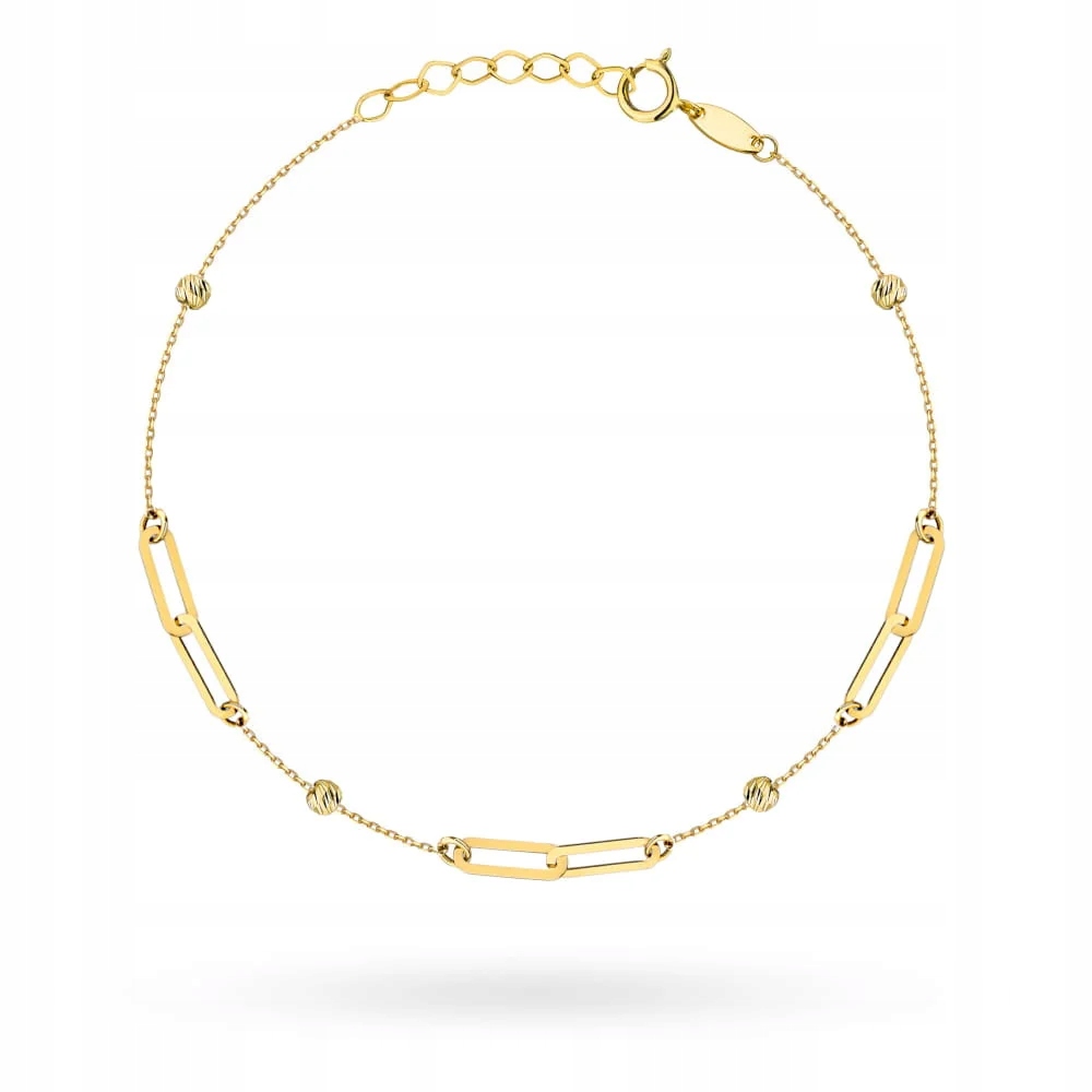 Zlatý náramek 585 s dvojitými články a diamantovými kuličkami jako dárek