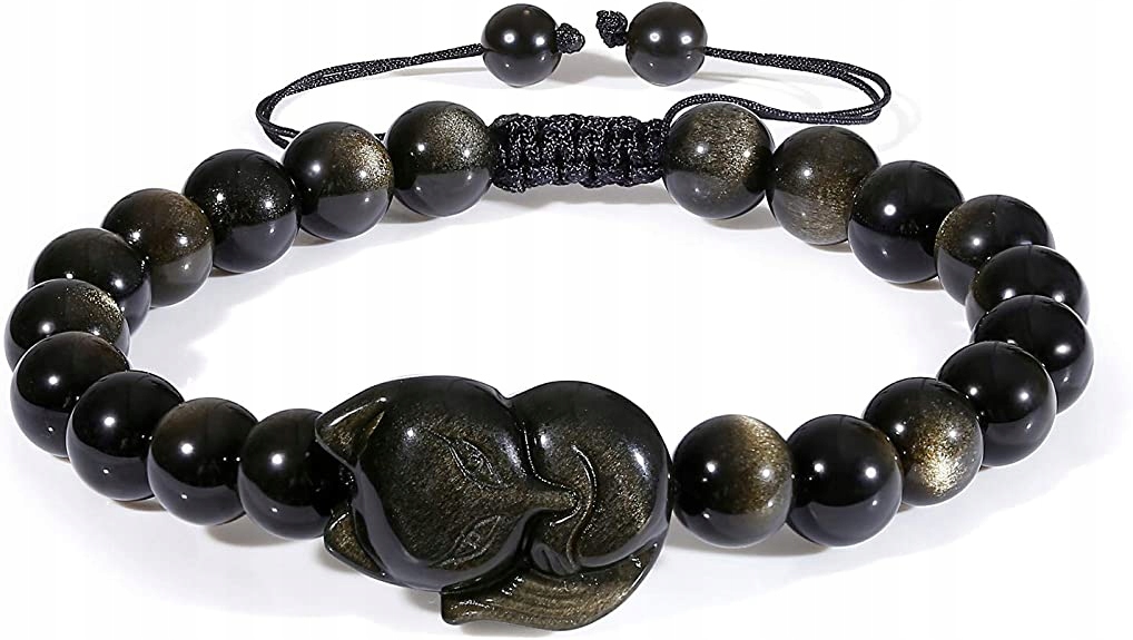 Unisex náramek zlatý obsidián liška jako dárek