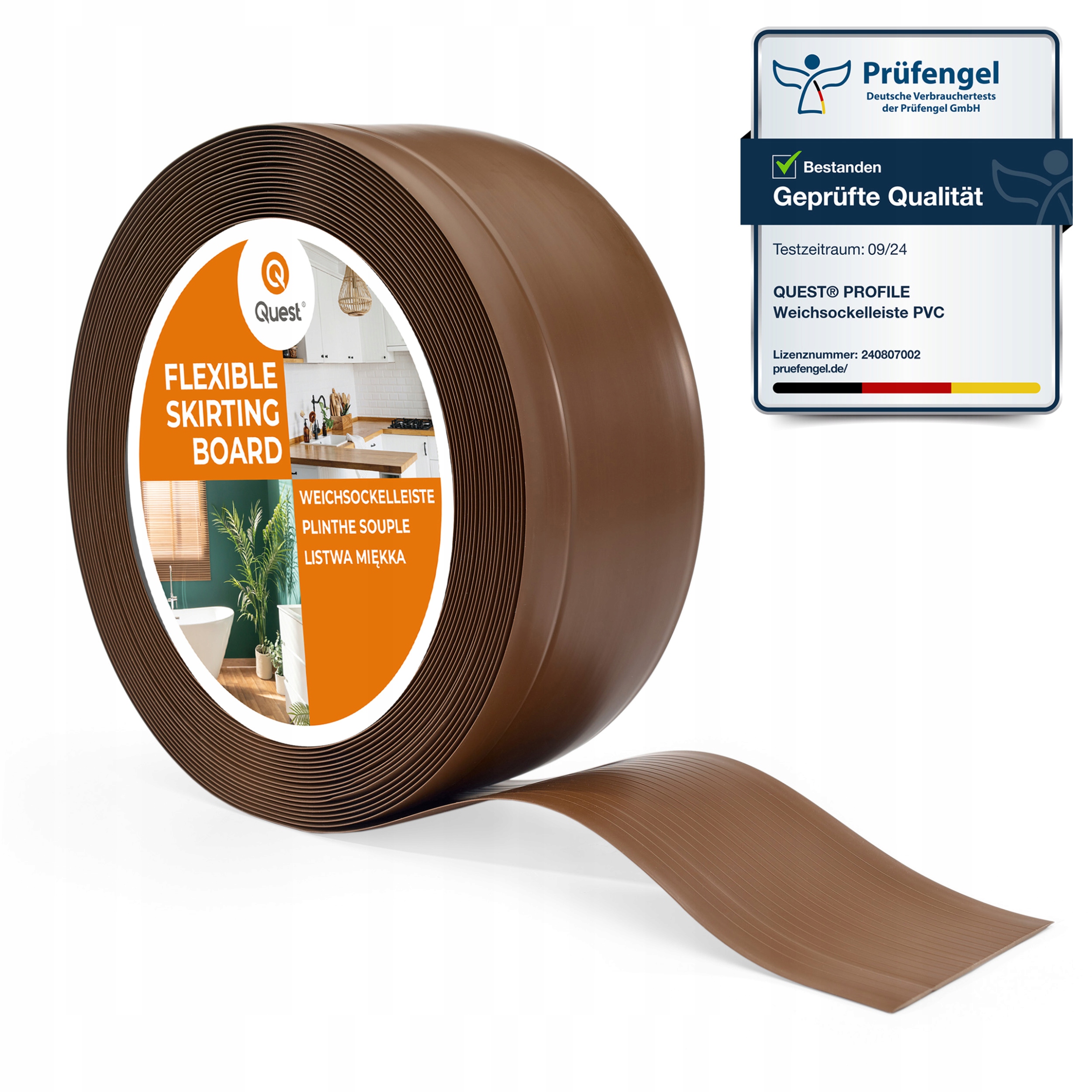 Podlahová lišta z Pvc pružná podstavcová 70/20, hnedá, 15 m