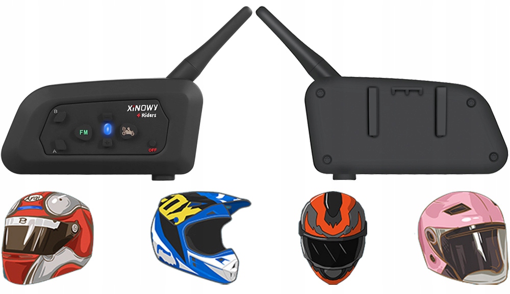 2X INTERKOM MOTOCYKLOWY FM 1200M 4 OSOBY BLUETOOTH 5.0 SŁUCHAWKI NA KASK Limit sparowania do 4 interkomów
