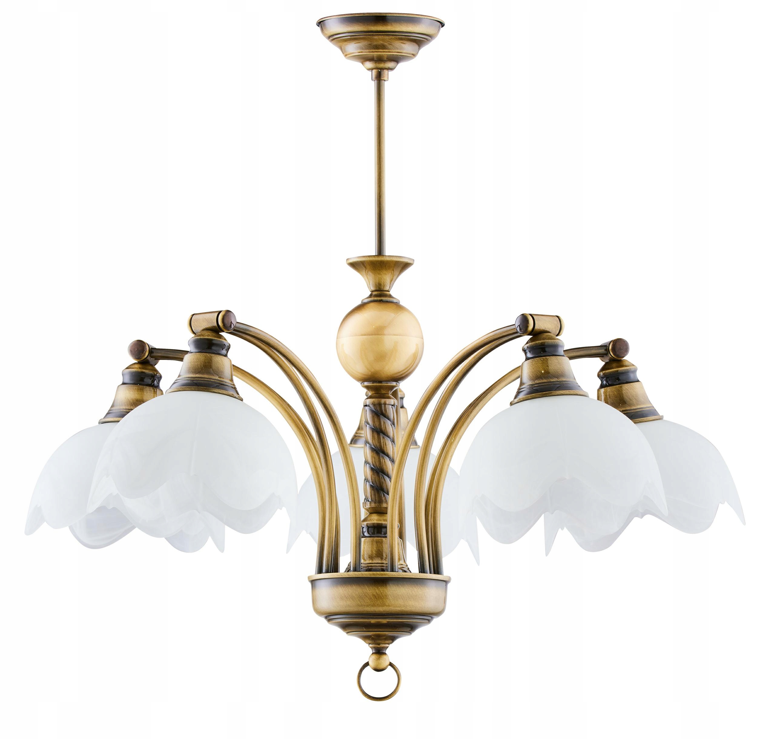Lustr Jupiter Patina Bílá Skleněné Stínidla 5xE27 Závěsná lampa do pokoje