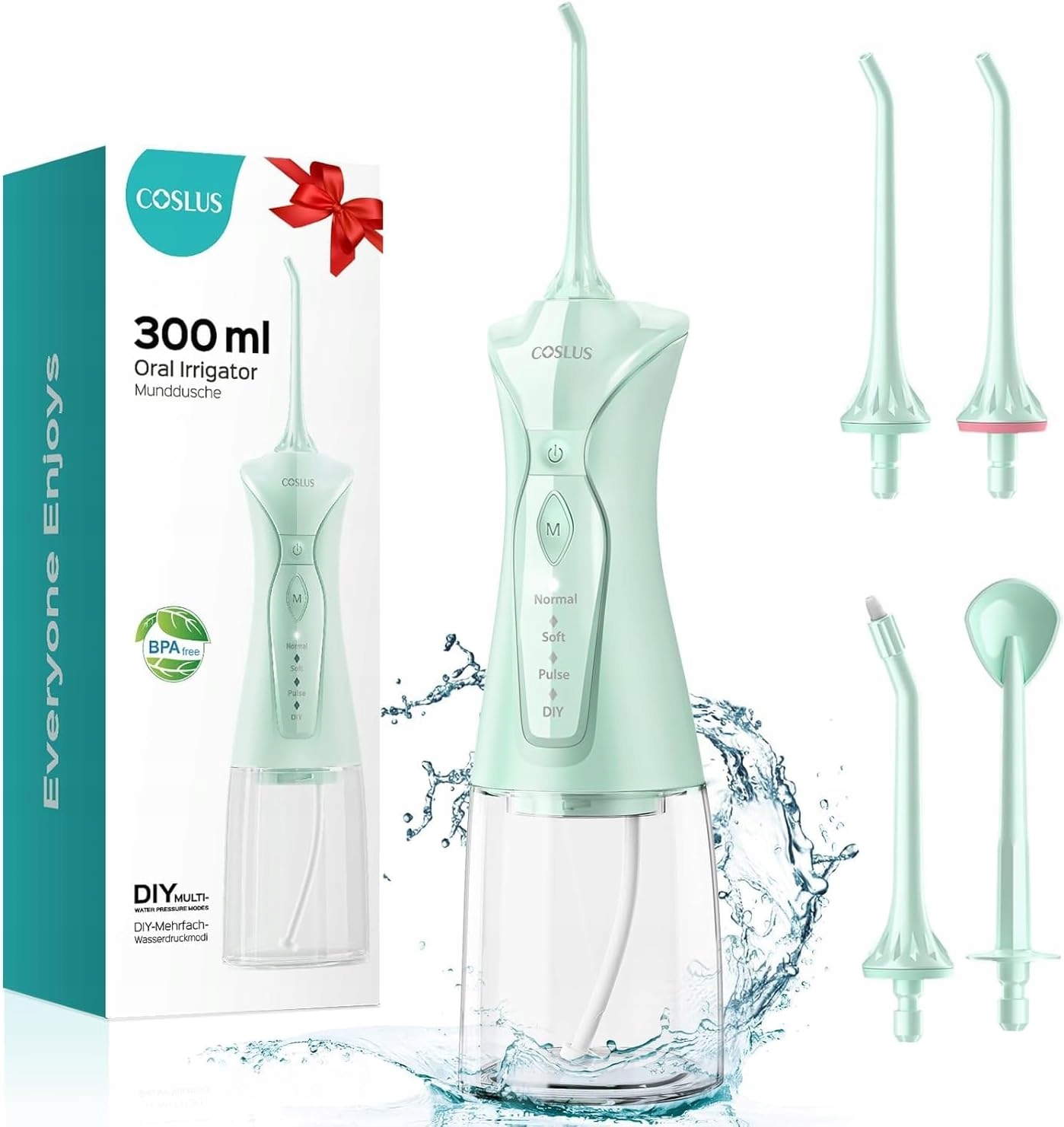 Irygator Dentystyczny Coslus FC5360 C30 Bezprzewodowy 300ml IPX7 Zielony