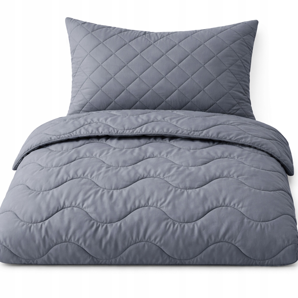 Celoroční sada teplá přikrývka šedá 220x200 polštář 70x80 Polská kvalita