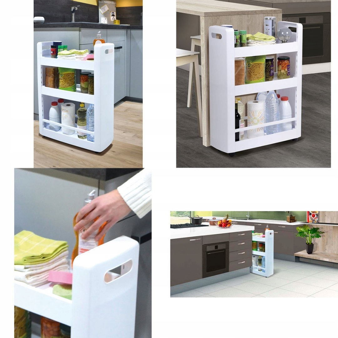 Półka na Kółkach Szafka Kuchenna Łazienkowa Regał Biała Marka Eda