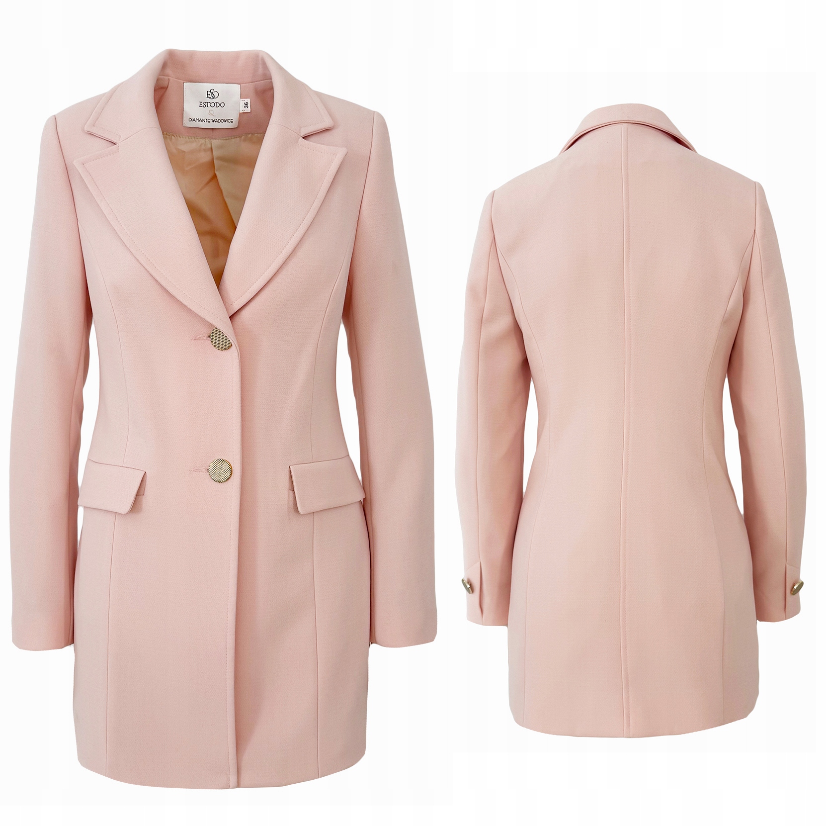 Dámský jarní kabátek před kolena sako Pudrová Růžová 40