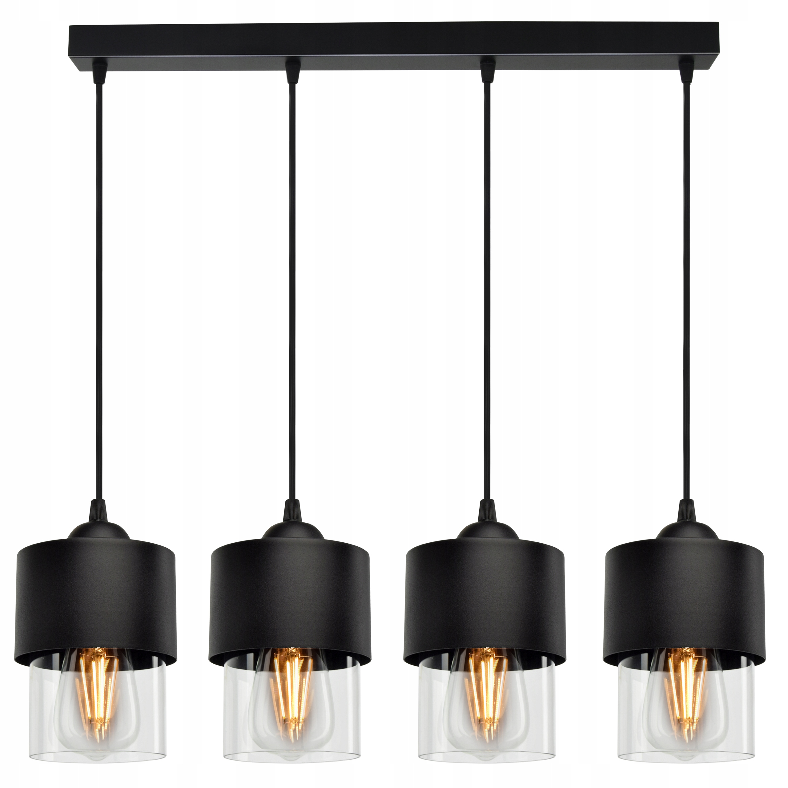 

Lampa Wisząca Żyrandol Metal Szkło Transparent Led