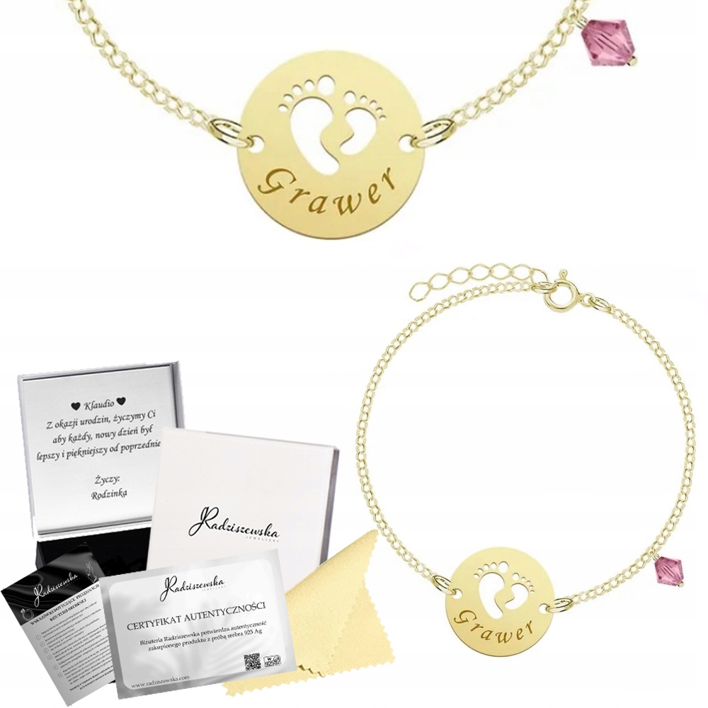 Stane se mou kmotrou Zlatý náramek Jméno dítěte 925