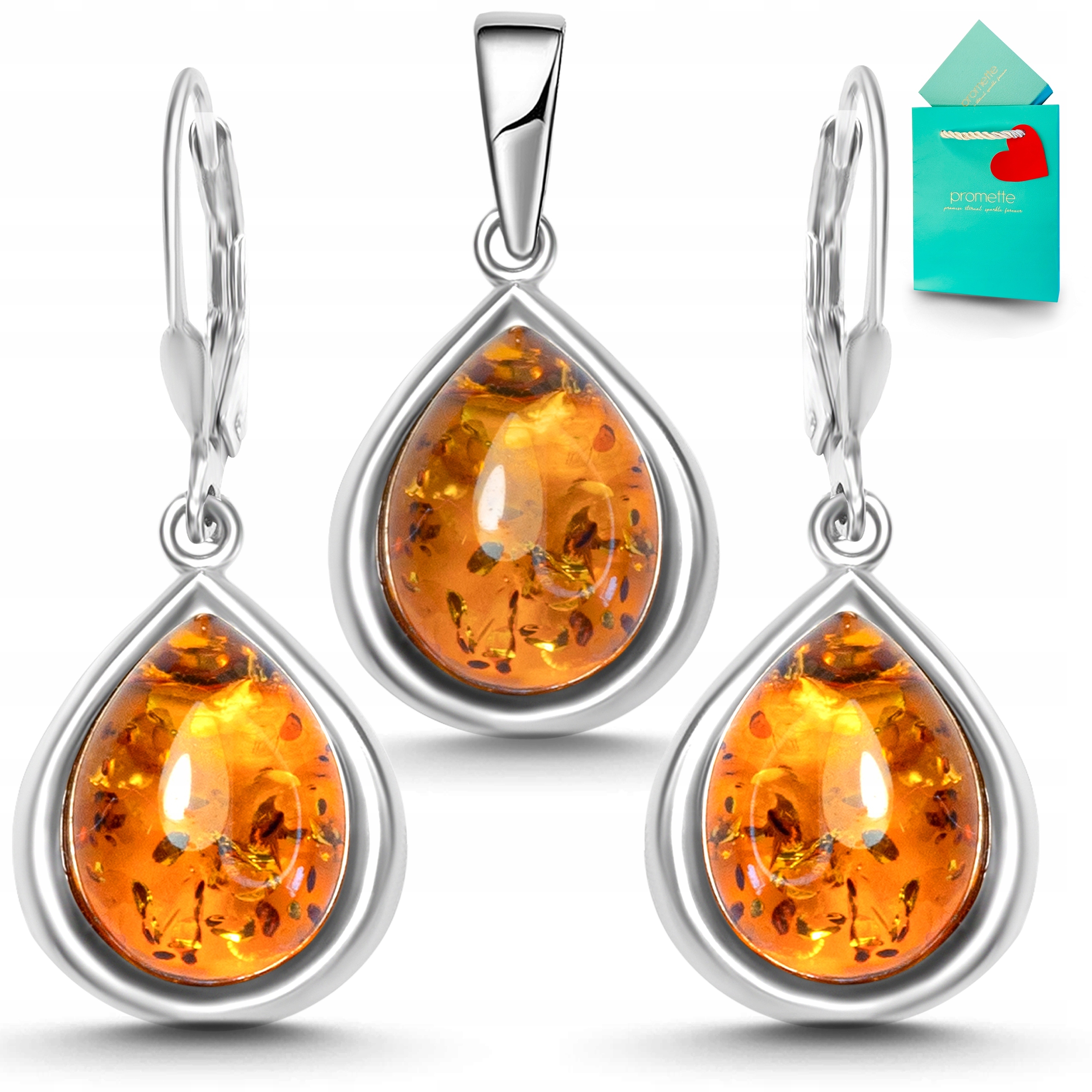 Stříbrné náušnice s jantarem přívěsek šperky baltský jantar stříbro
