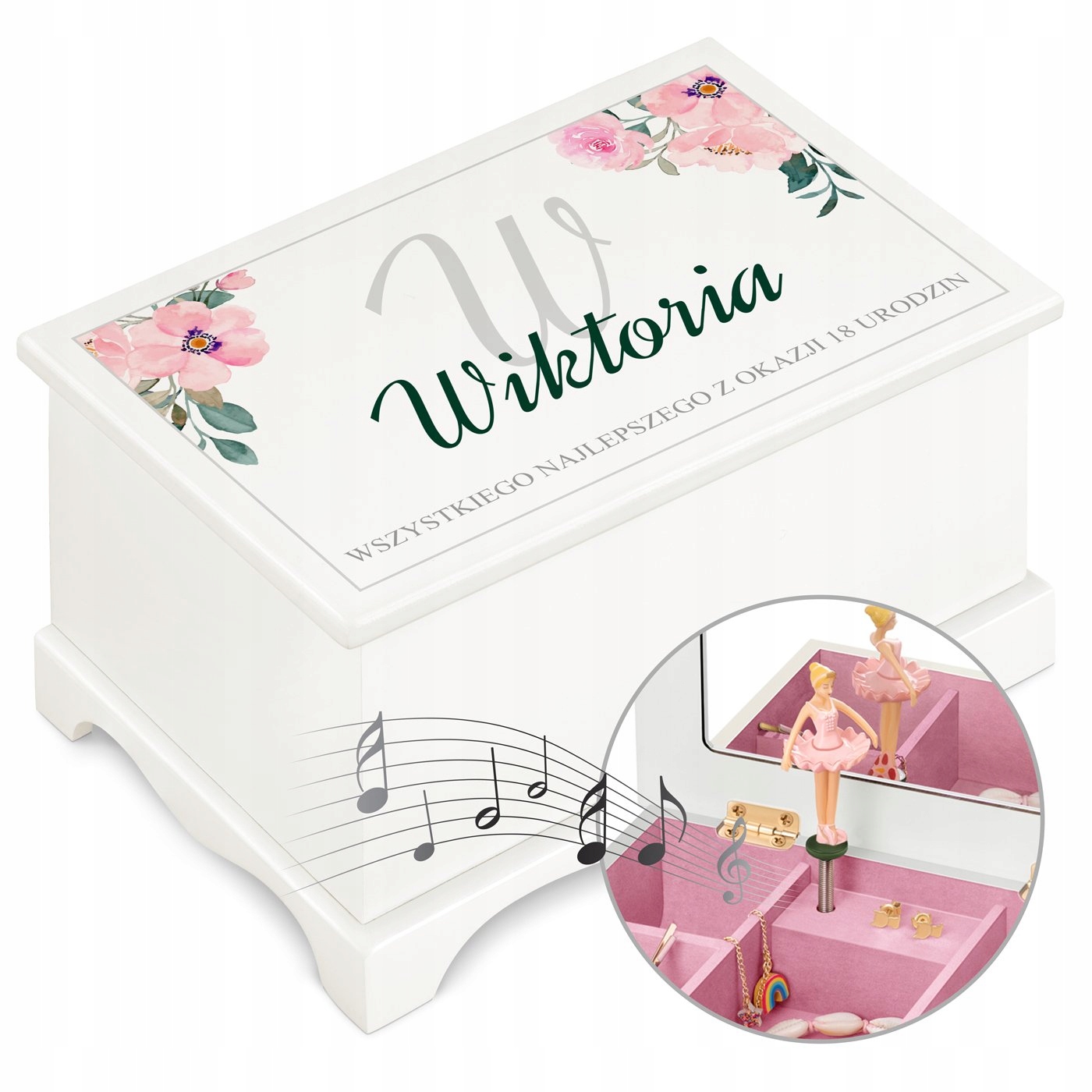 Szkatułka na Biżuterię Prezent na Urodziny dla Dziewczynki Pozytywka Nadruk Kod producenta SZKT-PZT-CMB1